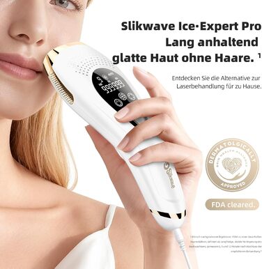 Пристрій для епіляції IPL з охолодженням 6°C, безболісна епіляція для тіла та обличчя, 999,900 імпульсів, 9 рівнів потужності, білий