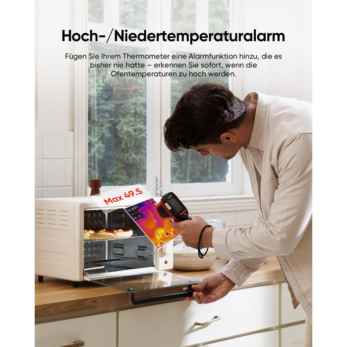 Термометр Eco Lite: діапазон -20°C до 550°C, візуальний дисплей, інфрачервоний датчик, HVAC-інструмент, подвійний режим, 14 годин роботи