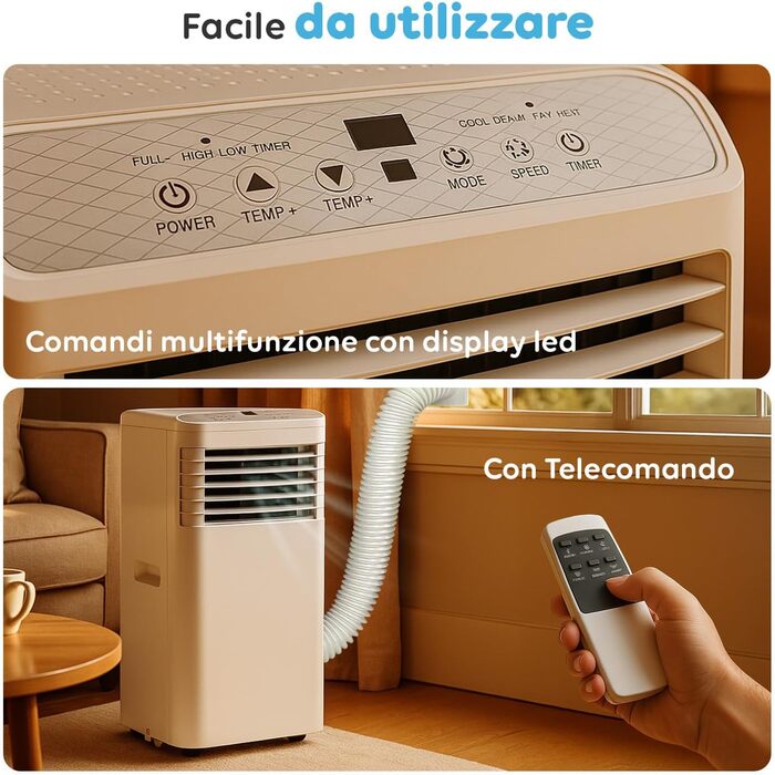 Мобільний кондиціонер Avilia 9000 BTU 3-в-1: охолоджувач, зволожувач та вентилятор | Без зовнішнього блоку для дому та офісу