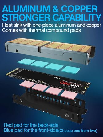 Радіатор охолодження для SSD M2 JEYI, мідні ребра з алюмінієвою рамкою, пасивне охолодження, Finscold –1,7 мм (Q80)