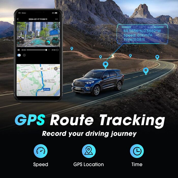 DDPAI відеореєстратор 4K Dual Starvis з AI, GPS, WiFi, 32GB, 24h парковка, дисплей IPS, (Z60)