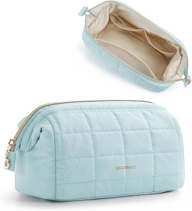 BAGSMART Косметичка для макіяжу, жіноча дорожня косметичка, органайзер для косметики, світло-блакитна