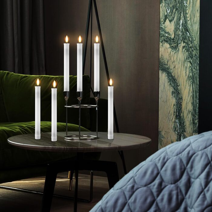 EXTSUD 6er LED Pillar Candles Rechargeable LED Pillar Candles with Timer and Remote Control Soft Silicone Wax Core, Unique Tear-Drop Design LED Candles for Living Room, Wedding, Dining Table, and Garden Party
