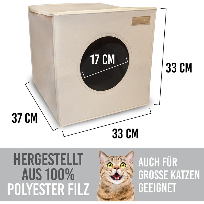 Кішка-будиночок з фетру для полиці (IKEA Kallax/Expedit) | Місце для сну кота | Клітка-гніздо для 2 котів | Бежевий