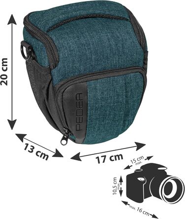 Захисний екран для камери PEDEA SLR сумісний з Olympus, Canon, Nikon, Panasonic (Розмір M, Petrol)