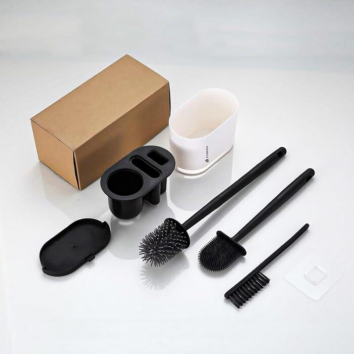 Силіконова щітка для унітазу з піддоном для стоків, настінне кріплення - 360° очищення, гігієнічна та швидковисихаюча