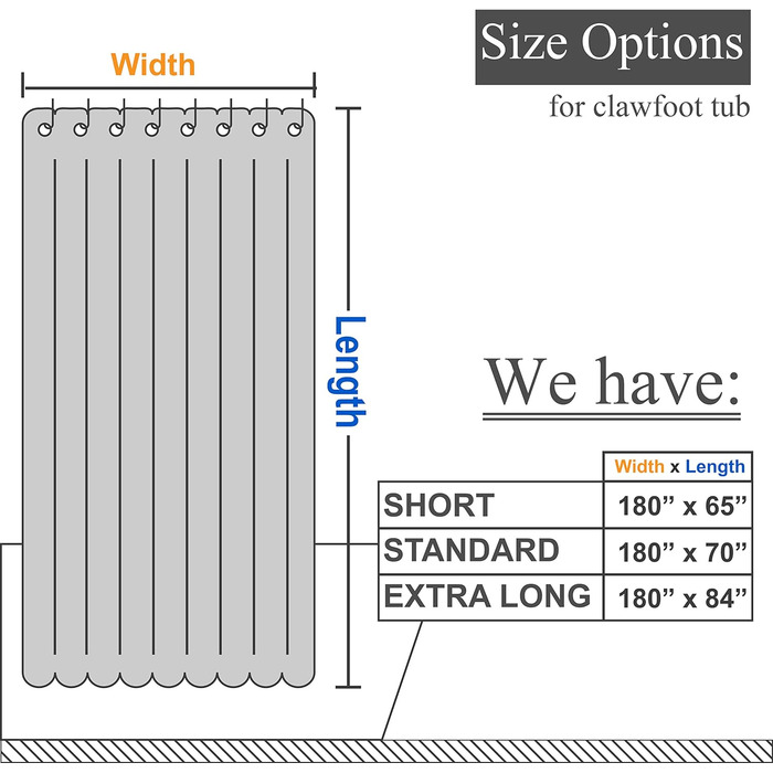 Шторка для душу Barossa Design з вафельної структури, біла, 213,4 x 182,9 см, для готелів, важка тканина, водовідштовхувальна