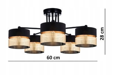 Підвісна лампа Elko-Lighting, чорно-золота, металева, 5xE27