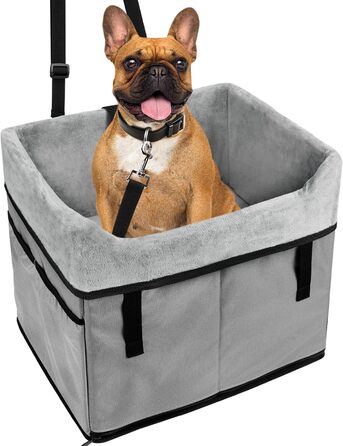 Автокрісло для собак маленьких порід, переноска-бустер для собак до 11,3 кг (сірий)