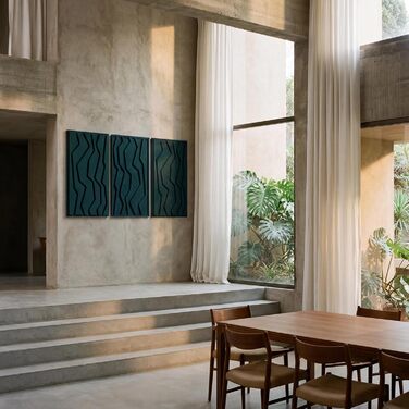 Набір акустичних панелей NIC’BRUX (3 шт.), 80x44 см, звукопоглинаючі настінні панелі з PET-фільцу для вітальні, офісу та студії, смарагдово-зелені