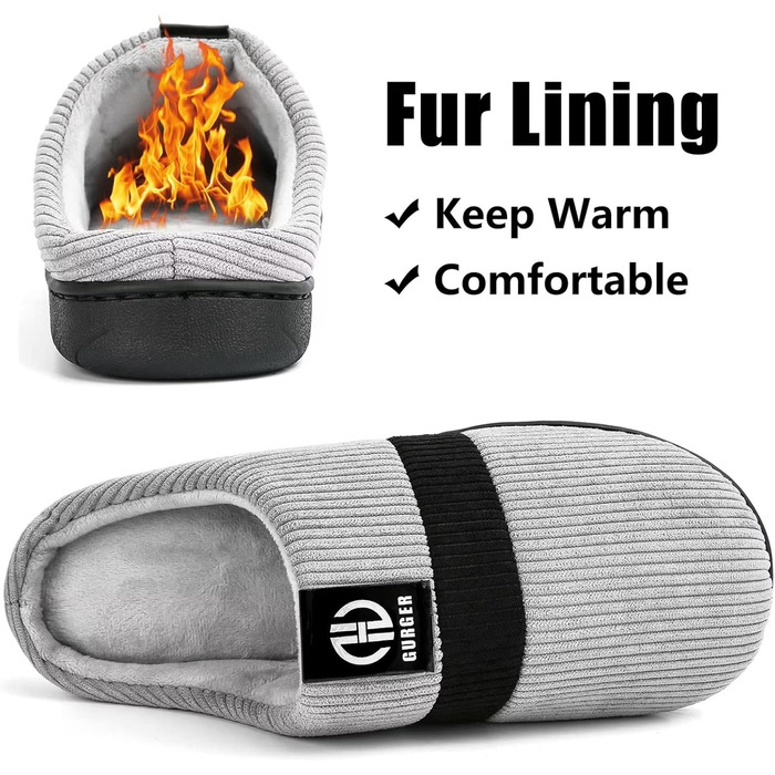 Тапочки домашні чоловічі/жіночі зимові з плюшевою підкладкою, розмір 36-51 (46/47 EU, сірий колір C2)