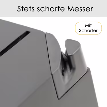 Hanseküche Knife Block - 7-Piece Knife Set with Integrated Sharpener - Knife Holder with Knives - Kitchen Knife Set Chef's Knife, Knife Set with Block, Black Knives