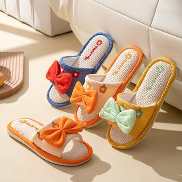 Жіночі тапочки з льону для дому - м'які, антиковзні, комфортні, жовті, 36/37 EU