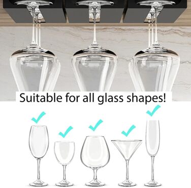 Тримачі для келихів вина Anicy (2 шт.) - підвісні, настінні, для кухні, бару, ресторану (чорний)