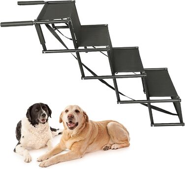 Рампа для собак Homewell - складана, до 70 кг, регульована - для маленьких, середніх, великих та хворих собак. Чорний колір