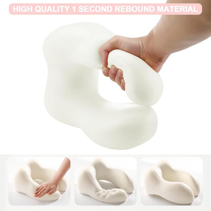 Подушка для шиї у вигляді їжачка, рожева, Memory Foam, для подорожей, авто, офісу, дому