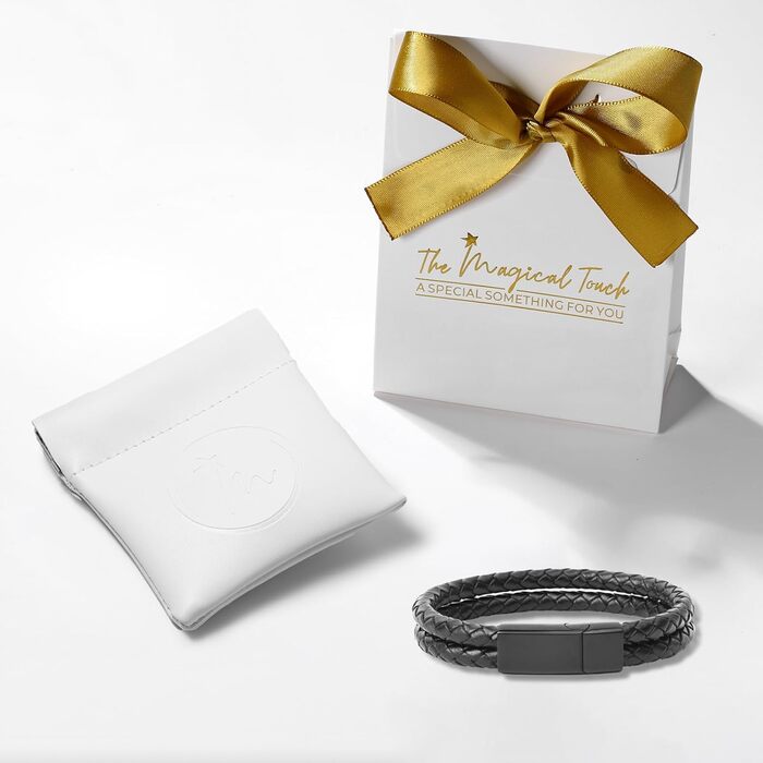 Чоловічий браслет TMT з гравіюванням з веганської шкіри | Браслет зі сталі та шкіри для чоловіків з магнітною застібкою | Браслет з іменем для чоловіків | Подарунок для нього на Різдво