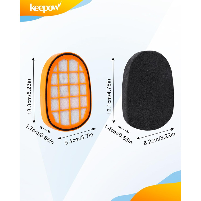 Набір фільтрів Keepow для пилососа Philips SpeedPro Max Aqua (8 шт.), мийні HEPA-фільтри для аккумуляторного пилососа