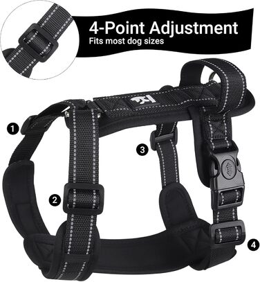 Нашийник для собак LiebeDD чорний XL - комфортний, з ручкою, анти-тяга, для собак середніх розмірів