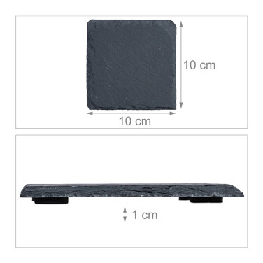 Relaxdays Set of 20 Slate Coasters, 10x10 cm