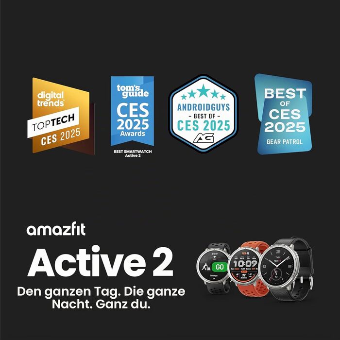 Смарт-годинник Amazfit Active 2 44мм: GPS, фітнес-трекер, 160+ режимів спорту, моніторинг сну, водонепроникний, для Android та iPhone, чорний силікон