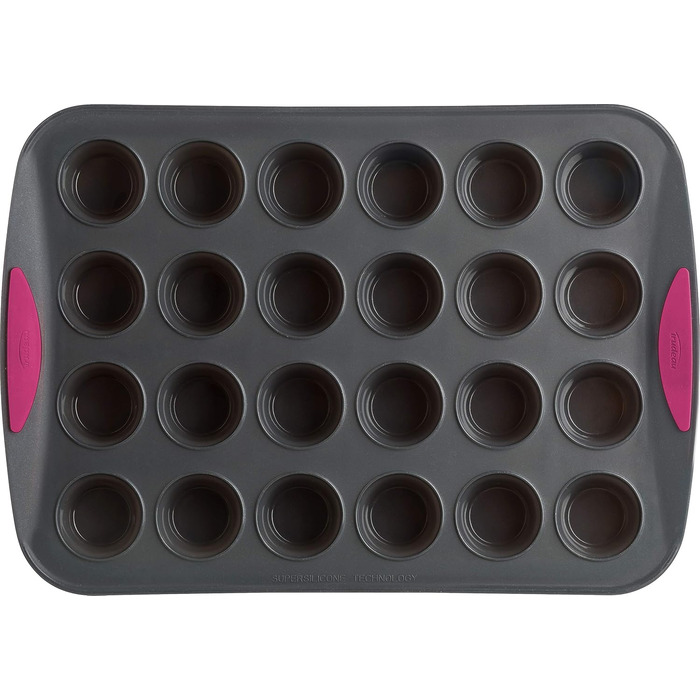 Trudeau Mini-Muffin Silicone Mold, 24 Cavities, Fuchsia