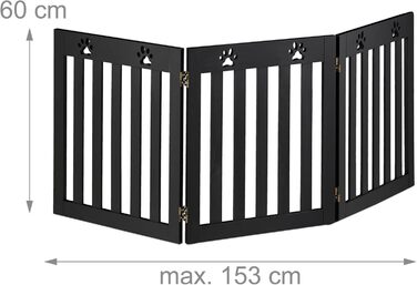 Захисне ворота для собак Relaxdays, 60 x 153 см, чорний, згинається, MDF