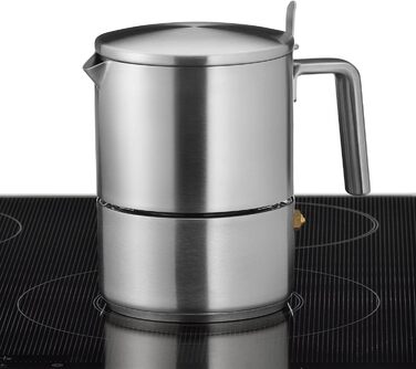 WMF Kult Espresso Maker 300ml, Espresso Machine for 6 Cups, Brushed Cromargan Stainless Steel, Induction, Dishwasher-Safe