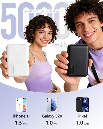 Міні-павербанк Miady 5000mAh 18.5W з USB-C портом для iPhone, Samsung, iPad, чорно-білий