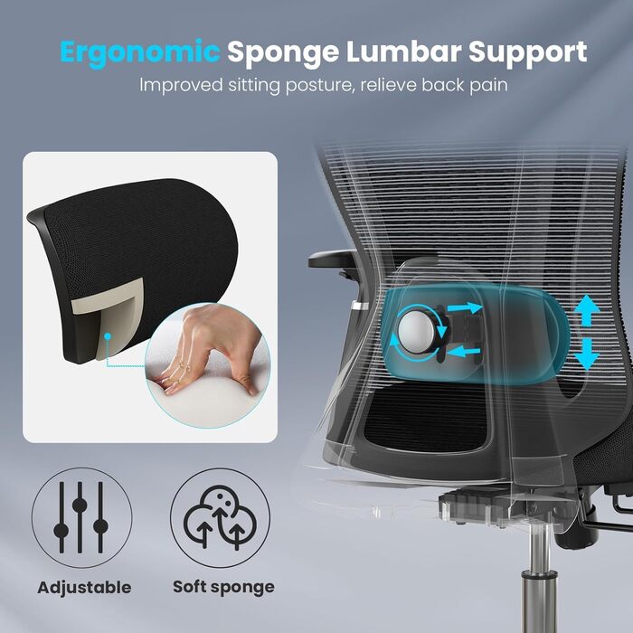 Ергономічне крісло для офісу Farini з регульованою підголовником, крісло для начальника, геймінгове крісло на коліщатках (Pure Black, підголовник)