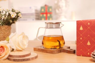 Скляний чайник CNGLASS з кнопкою One-Touch, 600 мл, з фільтром із нержавіючої сталі, термостійкий заварник для листового чаю, прозорий