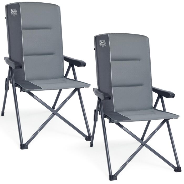 Набір кемпінгових стільців Timber Ridge (2 шт) складані, з високою спинкою, регульовані (3 положення), вантажність 160 кг, сірі