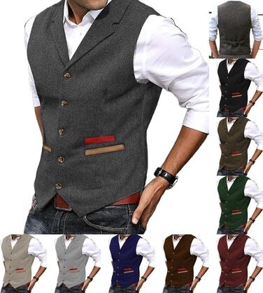 Твідова жилетка для полювання, коричнева, в стилі ретро/вінтаж, ідеальна для весілля та повсякденного носіння