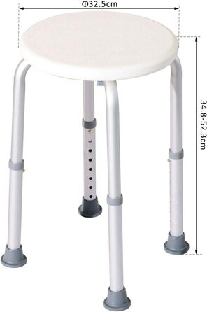 HOMCOM® Shower Stool Bath Bench Bath Chair Shower Stool Shower Seat Bath Aid Adjustable Height (Shower Stool/Round)