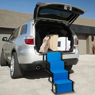 Східці для собак великих та маленьких порід, рампи для собак у машину, складані рампи для собак, антиковзаючі, до 80 кг, блакитні