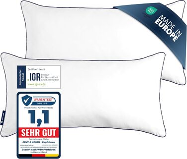 Gentle North High-Quality Pillows (40x80 cm) - Hotel Quality 2-Pack Fluffy, well-filled pillows suitable for allergy sufferers (Ökotex 100 Certified) - Washable at 60° 2x | 40x80