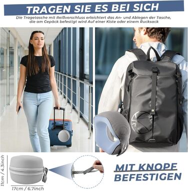 Memory Foam Travel Pillow with Storage Box - Orthopedic Neck Pillow for Airplane, Car, Train - 100% Memory Foam