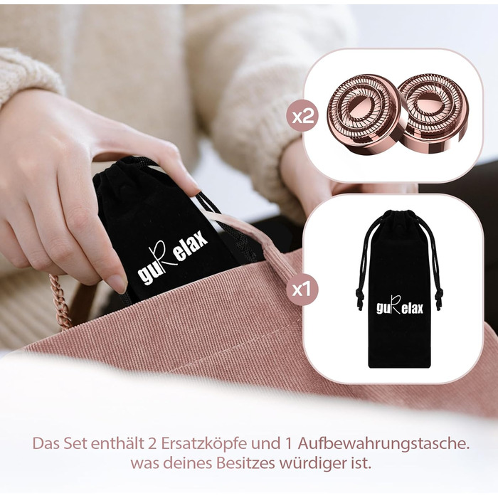 Епілятор для обличчя Rosenblüte для жінок, безболісний, акумуляторний, з 2 змінними головками