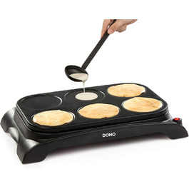Електрична млинниця DOMO DO8709P для 6 млинців, панкейк-мейкер Family Crêpes