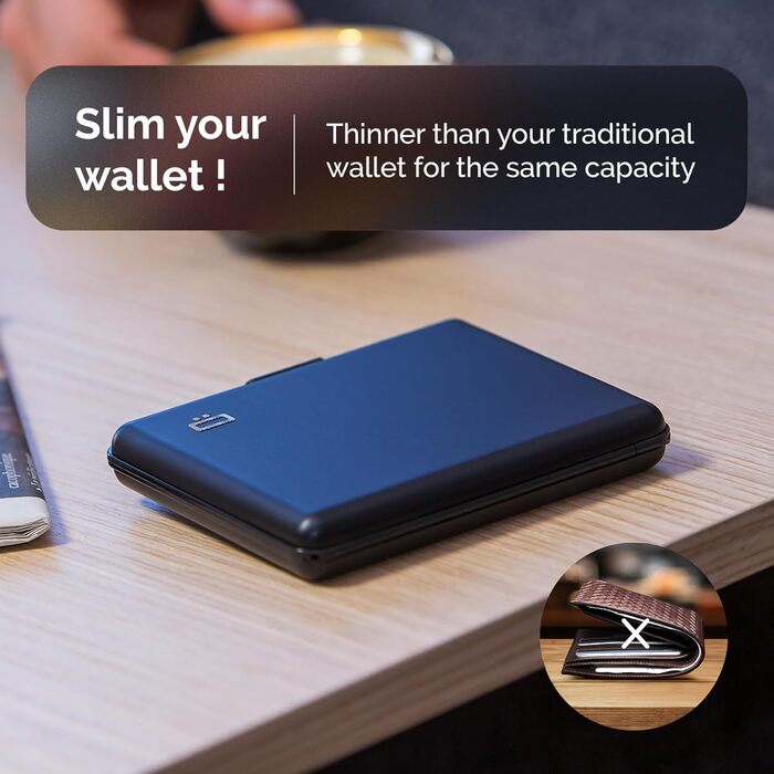 Чоловічий гаманець ÖGON -DESIGNS Smart Case Big Stockholm з алюмінію, велика місткість, RFID-захист, чорний