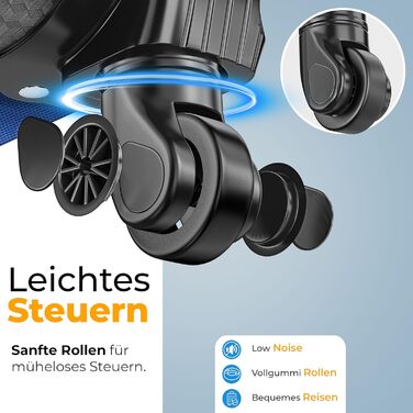 Набір валіз KESSER® 4-в-1 | Чотири валізи з тканини з кодовим замком TSA, 360° колесами та телескопічною ручкою | Косметичка, ручна поклажа, великі валізи для подорожей та бізнесу (Блакитний)