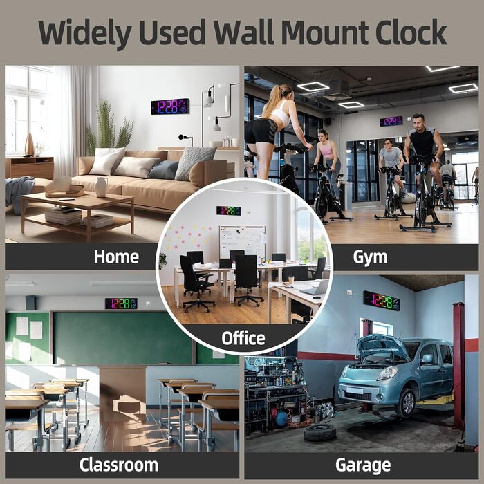 HAITANG Wall Clock Digital - 8 Colors Digital Wall Clock 16.2