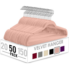 Utopia Home Premium Velvet Clothes Hangers - 50 Pack - Non-Slip & Durable Clothes Hangers - Pink Clothes Hangers with 360 Degree Swivel Hook - Heavy-Duty Clothes Hangers