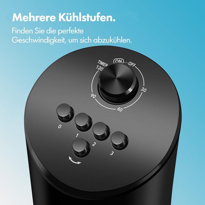 VonHaus Турмаліновий вентилятор 102 см з WiFi та розумним керуванням (Alexa/Google Home). Електричний вентилятор з пультом, таймером 12 год, 70° осциляція, для дому та офісу, чорний.