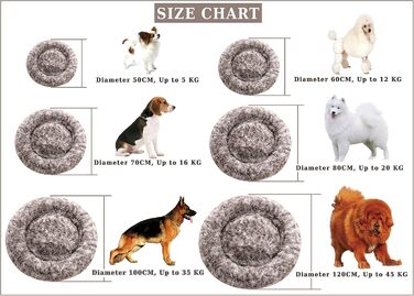 Крісло-гніздо для собак XXXL, кругле, знімний, пральний чохол, анти-тривожне, штучне хутро, м'яке, зручне, пухнасте ліжко для домашніх тварин (115 см, коричневе)