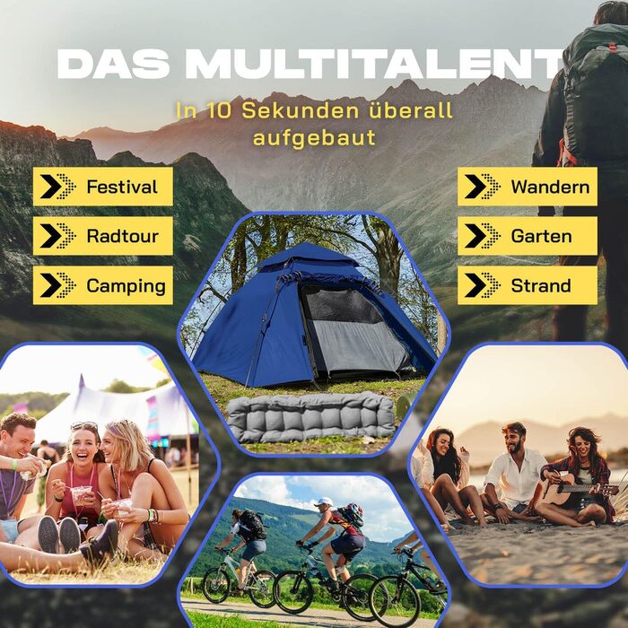 Lumaland Outdoor Pop-Up Dome Tent - 2-3 Person Tent