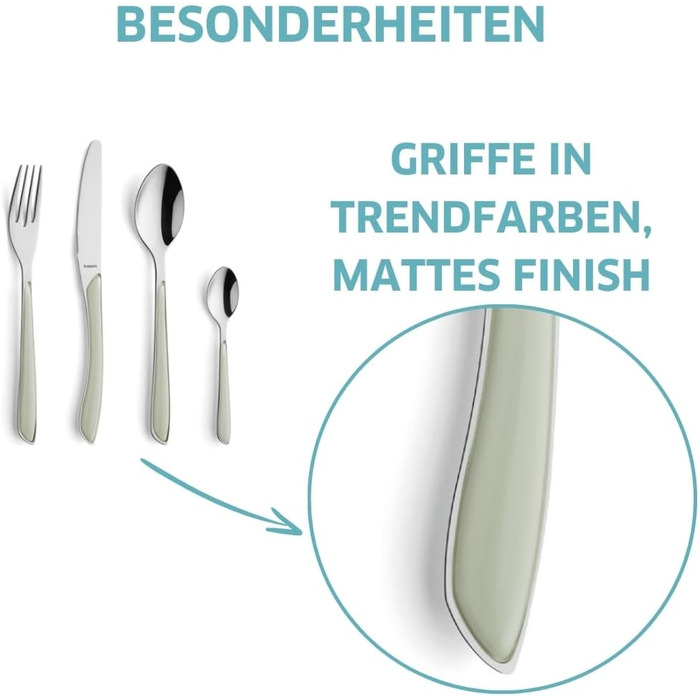 Набір столових приборів Kuppels Prisma для 6 осіб з нержавіючої сталі з рожевими ручками | 24 шт.