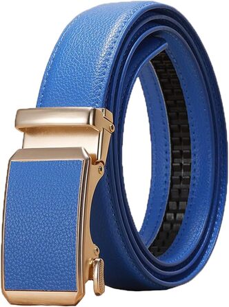 Чоловічий/Жіночий шкіряний ремінь, повсякденний, регульований, з автоматичною пряжкою, ширина 3 см, кольоровий декоративний ремінь білий (блакитний, 125x3 см)