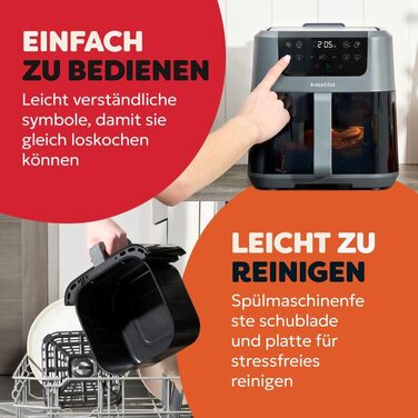 Фритюрниця готує повітрям Instant Pot Vortex Compact Trüffel Grau 5 л з антипригарним покриттям, 4-в-1 (смаження, сушка, випічка, підігрів)