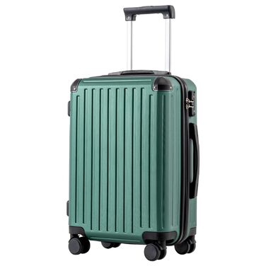 Валіза COOLIFE Koffer: Твердий корпус, ABS-матеріал, TSA-замок, телескопічна ручка, 4 колеса (темно-зелений, ручна поклажа)